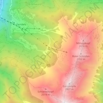 Fendels topographic map, elevation, terrain