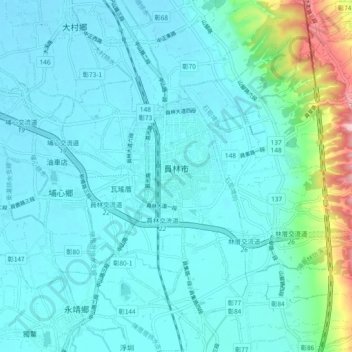 Yuanlin City topographic map, elevation, terrain