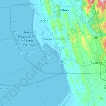 Santo Tomas topographic map, elevation, terrain