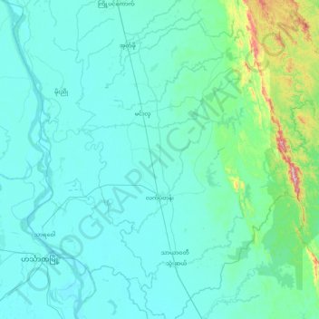 Letpadan Township topographic map, elevation, terrain