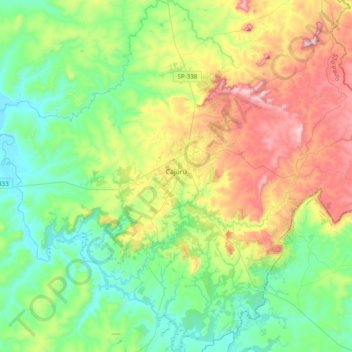 Cajuru topographic map, elevation, terrain