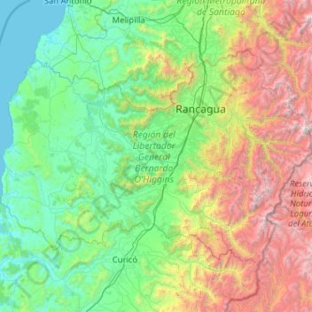 O'Higgins topographic map, elevation, terrain
