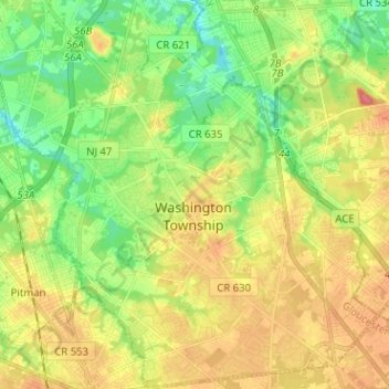 Washington Township topographic map, elevation, terrain