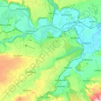 Saaz topographic map, elevation, terrain