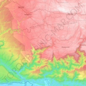 Mawkyrwat topographic map, elevation, terrain