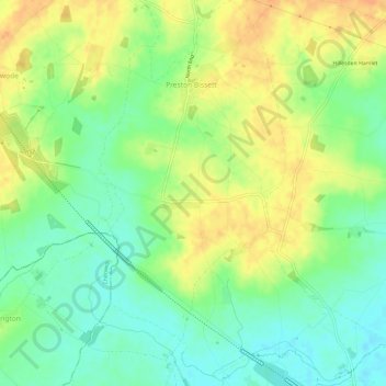 Preston Bissett topographic map, elevation, terrain