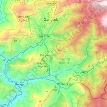 Pakyong topographic map, elevation, terrain