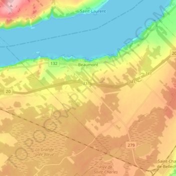 Beaumont topographic map, elevation, terrain