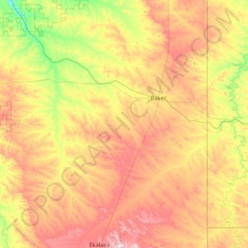 Fallon County topographic map, elevation, terrain