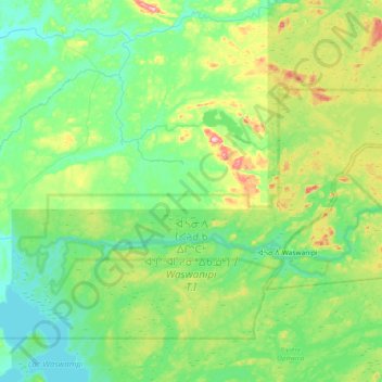 Waswanipi (Land) topographic map, elevation, terrain
