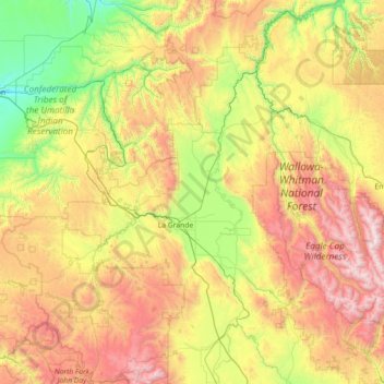Union County topographic map, elevation, terrain