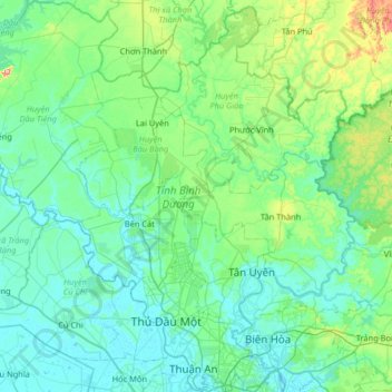 Binh Duong province topographic map, elevation, terrain