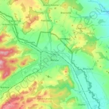 Krnov topographic map, elevation, terrain