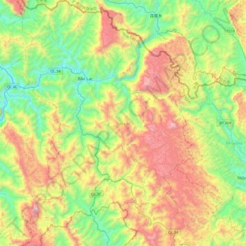 Bảo Lạc topographic map, elevation, terrain