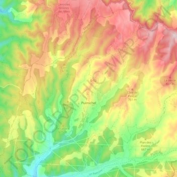 Puimichel topographic map, elevation, terrain