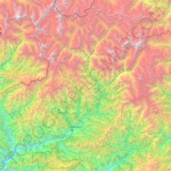 Bajhang topographic map, elevation, terrain