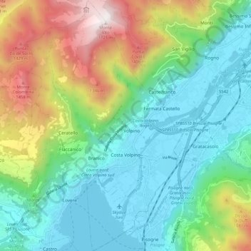 Costa Volpino topographic map, elevation, terrain