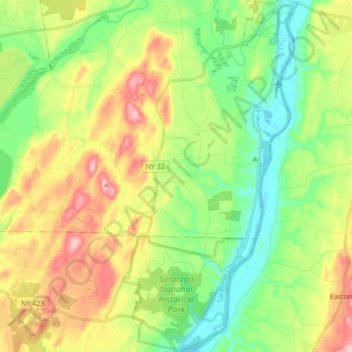 Saratoga National Historical Park topographic map, elevation, terrain