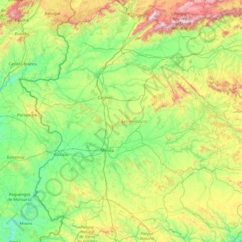 Extremadura topographic map, elevation, terrain