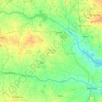 Jogulamba Gadwal topographic map, elevation, terrain