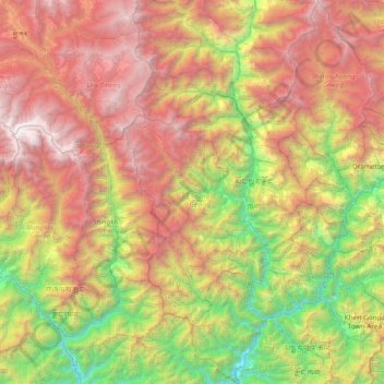 Mongar District topographic map, elevation, terrain