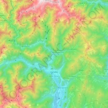 Varallo topographic map, elevation, terrain