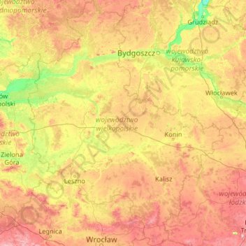 Grande-Pologne topographic map, elevation, terrain