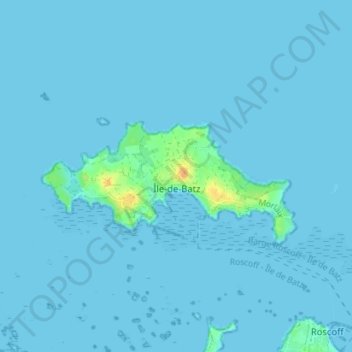Île-de-Batz topographic map, elevation, terrain