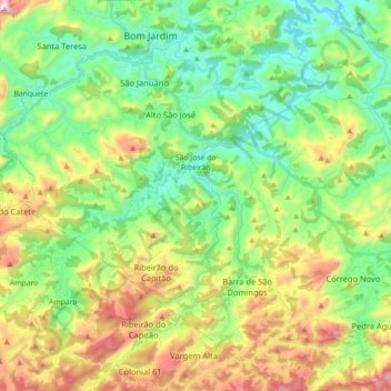 São José do Ribeirão topographic map, elevation, terrain