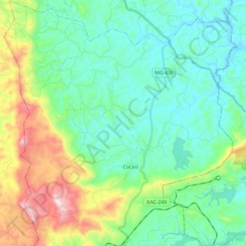 Cocais topographic map, elevation, terrain