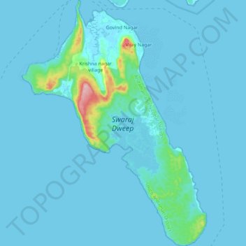 Havelock Island topographic map, elevation, terrain