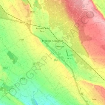 Presicce-Acquarica topographic map, elevation, terrain