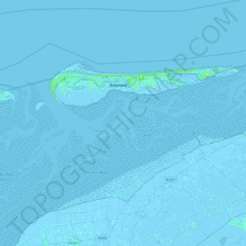Ameland topographic map, elevation, terrain