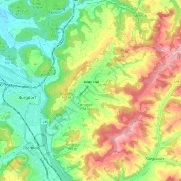 Heimiswil topographic map, elevation, terrain