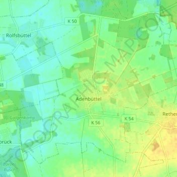 Adenbüttel topographic map, elevation, terrain
