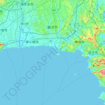 藤沢市 topographic map, elevation, terrain