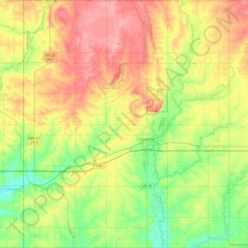 Rock County topographic map, elevation, terrain
