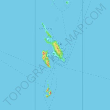 Îles Phi Phi topographic map, elevation, terrain