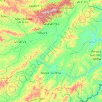 Catacamas topographic map, elevation, terrain