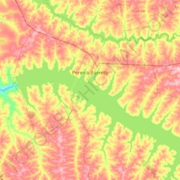 Pereira Barreto topographic map, elevation, terrain