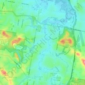 Carindale topographic map, elevation, terrain