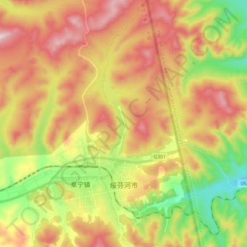 Suifenhe topographic map, elevation, terrain