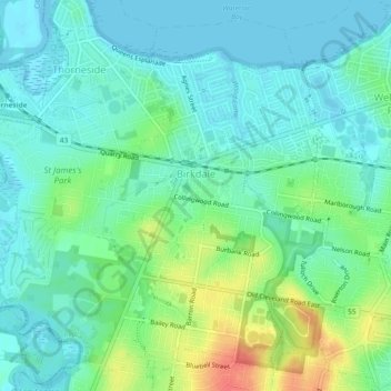 Birkdale topographic map, elevation, terrain