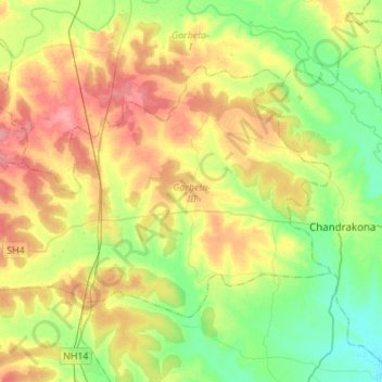 Garbeta-III topographic map, elevation, terrain