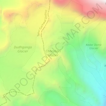 Chorabari Glacier topographic map, elevation, terrain