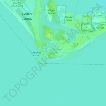 Gibraltar Point Lighthouse topographic map, elevation, terrain