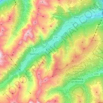 Gschnitztal topographic map, elevation, terrain