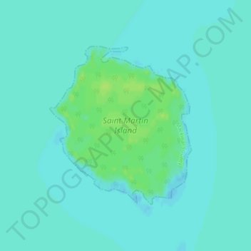 Saint Martin Island topographic map, elevation, terrain