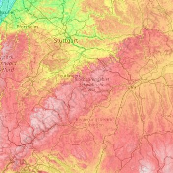 Alpes Suábios topographic map, elevation, terrain
