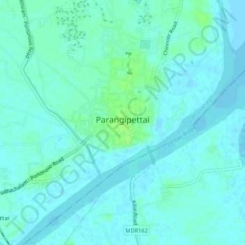 Parangipettai topographic map, elevation, terrain